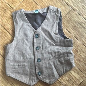 Brown Herringbone Janie and Jack Button-Up Suit Vest 3T